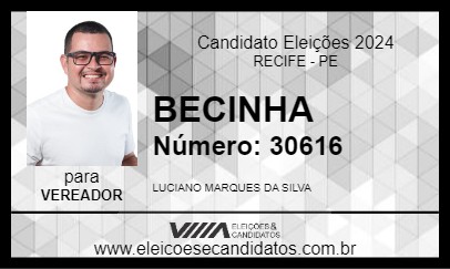 Candidato BECINHA 2024 - RECIFE - Eleições