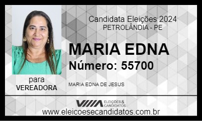 Candidato MARIA EDNA 2024 - PETROLÂNDIA - Eleições