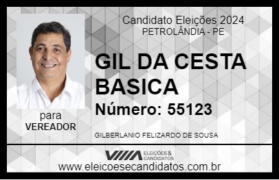 Candidato GIL DA CESTA BASICA 2024 - PETROLÂNDIA - Eleições