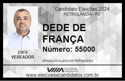 Candidato DEDE DE FRANÇA 2024 - PETROLÂNDIA - Eleições