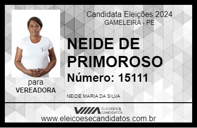 Candidato NEIDE DE PRIMOROSO 2024 - GAMELEIRA - Eleições