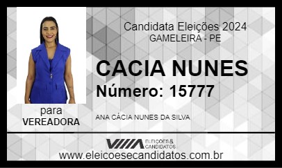 Candidato CACIA NUNES 2024 - GAMELEIRA - Eleições