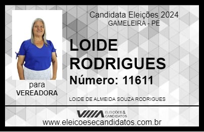 Candidato LOIDE RODRIGUES 2024 - GAMELEIRA - Eleições