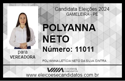 Candidato POLYANNA NETO 2024 - GAMELEIRA - Eleições