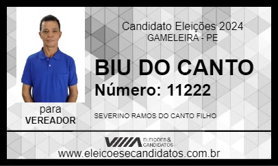 Candidato BIU DO CANTO 2024 - GAMELEIRA - Eleições