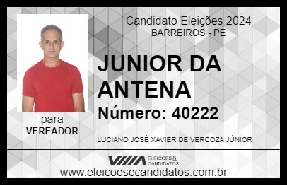 Candidato JUNIOR DA ANTENA 2024 - BARREIROS - Eleições