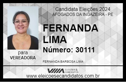 Candidato FERNANDA LIMA 2024 - AFOGADOS DA INGAZEIRA - Eleições