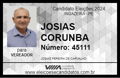 Candidato JOSIAS CORUNBA 2024 - INGAZEIRA - Eleições