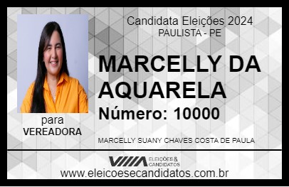 Candidato MARCELLY DA AQUARELA 2024 - PAULISTA - Eleições