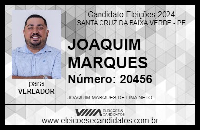 Candidato JOAQUIM MARQUES 2024 - SANTA CRUZ DA BAIXA VERDE - Eleições