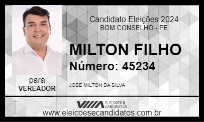 Candidato MILTON FILHO 2024 - BOM CONSELHO - Eleições