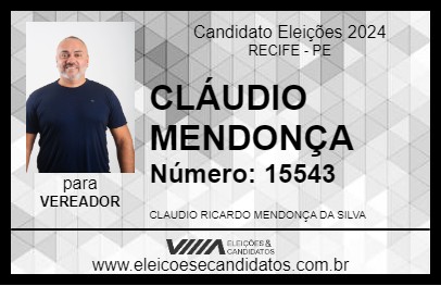 Candidato CLÁUDIO MENDONÇA 2024 - RECIFE - Eleições