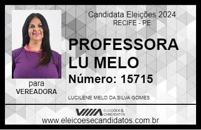 Candidato PROFESSORA LU MELO 2024 - RECIFE - Eleições