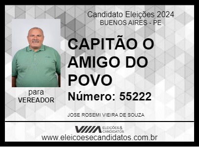 Candidato CAPITÃO O AMIGO DO POVO 2024 - BUENOS AIRES - Eleições