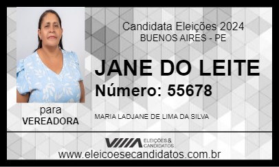 Candidato JANE DO LEITE 2024 - BUENOS AIRES - Eleições