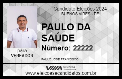 Candidato PAULO DA SAÚDE 2024 - BUENOS AIRES - Eleições