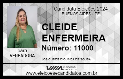 Candidato CLEIDE ENFERMEIRA 2024 - BUENOS AIRES - Eleições