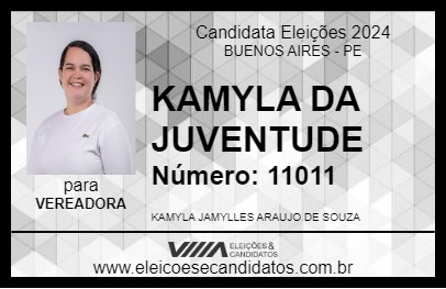 Candidato KAMYLA DA JUVENTUDE 2024 - BUENOS AIRES - Eleições