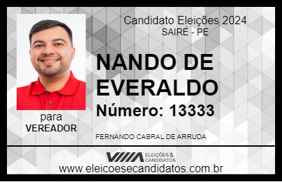 Candidato NANDO DE EVERALDO 2024 - SAIRÉ - Eleições