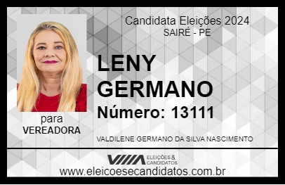 Candidato LENY GERMANO 2024 - SAIRÉ - Eleições