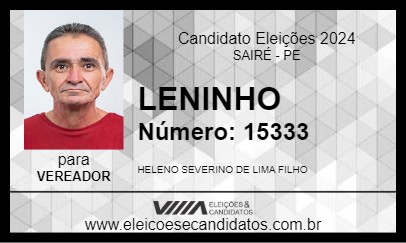 Candidato LENINHO 2024 - SAIRÉ - Eleições