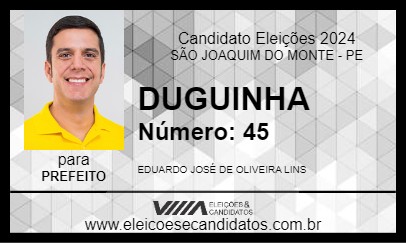 Candidato DUGUINHA 2024 - SÃO JOAQUIM DO MONTE - Eleições