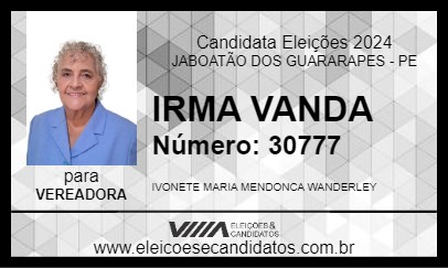 Candidato IRMA VANDA 2024 - JABOATÃO DOS GUARARAPES - Eleições