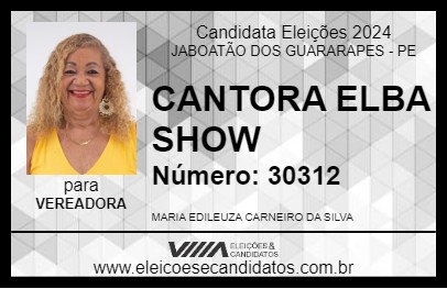 Candidato CANTORA ELBA SHOW 2024 - JABOATÃO DOS GUARARAPES - Eleições