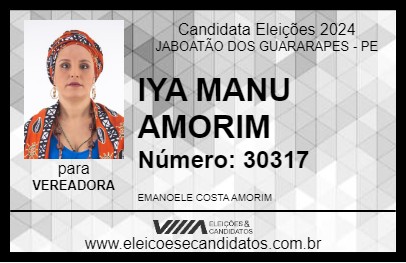 Candidato IYA MANU AMORIM 2024 - JABOATÃO DOS GUARARAPES - Eleições