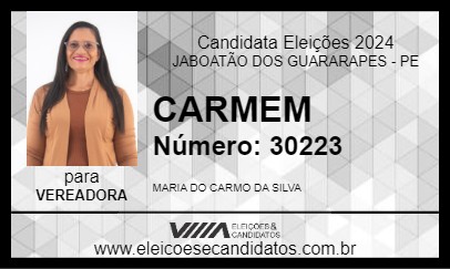 Candidato CARMEM 2024 - JABOATÃO DOS GUARARAPES - Eleições