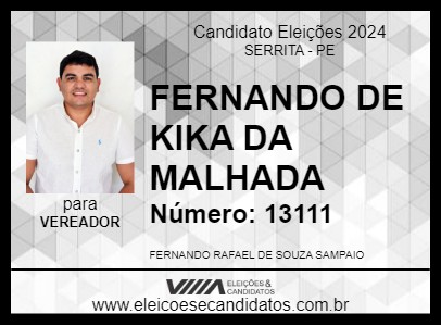 Candidato FERNANDO SAMPAIO 2024 - SERRITA - Eleições