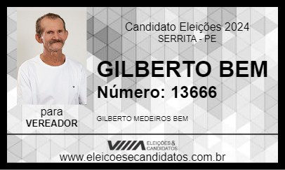 Candidato GILBERTO BEM 2024 - SERRITA - Eleições