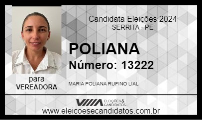 Candidato POLIANA 2024 - SERRITA - Eleições