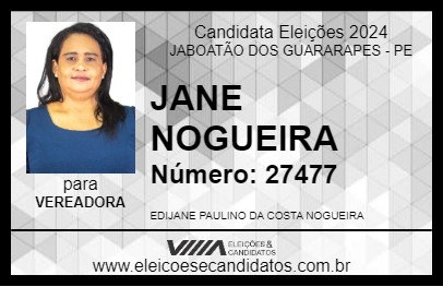 Candidato JANE NOGUEIRA 2024 - JABOATÃO DOS GUARARAPES - Eleições