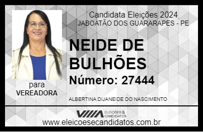 Candidato NEIDE DE BULHÕES 2024 - JABOATÃO DOS GUARARAPES - Eleições