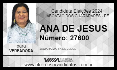 Candidato ANA DE JESUS 2024 - JABOATÃO DOS GUARARAPES - Eleições