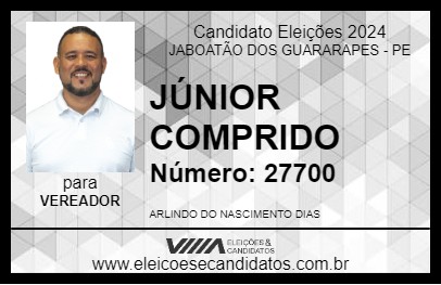 Candidato JÚNIOR COMPRIDO 2024 - JABOATÃO DOS GUARARAPES - Eleições