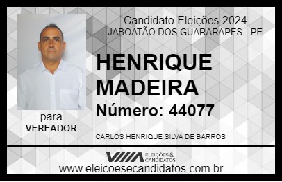 Candidato HENRIQUE MADEIRA 2024 - JABOATÃO DOS GUARARAPES - Eleições