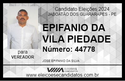 Candidato EPIFANIO DA VILA PIEDADE 2024 - JABOATÃO DOS GUARARAPES - Eleições