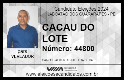 Candidato CACAU DO LOTE 2024 - JABOATÃO DOS GUARARAPES - Eleições