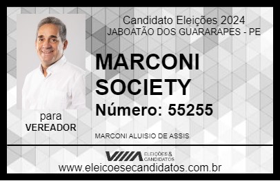 Candidato MARCONI SOCIETY 2024 - JABOATÃO DOS GUARARAPES - Eleições