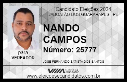 Candidato NANDO CAMPOS 2024 - JABOATÃO DOS GUARARAPES - Eleições