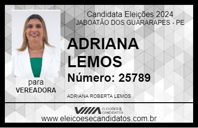 Candidato ADRIANA LEMOS 2024 - JABOATÃO DOS GUARARAPES - Eleições