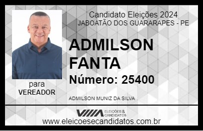 Candidato ADMILSON FANTA 2024 - JABOATÃO DOS GUARARAPES - Eleições