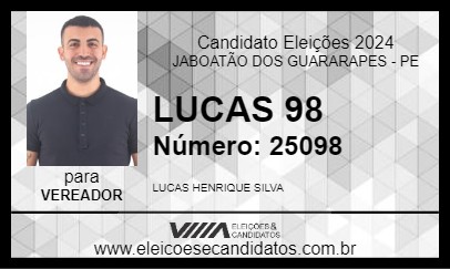 Candidato LUCAS 98 2024 - JABOATÃO DOS GUARARAPES - Eleições