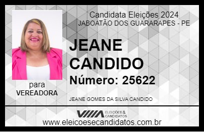 Candidato JEANE CANDIDO 2024 - JABOATÃO DOS GUARARAPES - Eleições