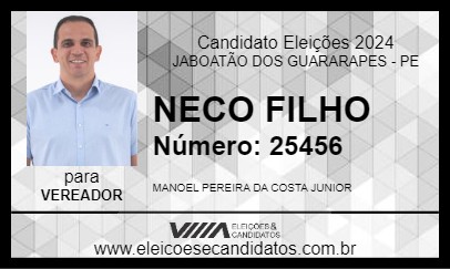 Candidato NECO FILHO 2024 - JABOATÃO DOS GUARARAPES - Eleições