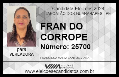 Candidato CHICA DO CORROPE 2024 - JABOATÃO DOS GUARARAPES - Eleições