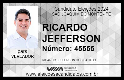 Candidato RICARDO JEFFERSON 2024 - SÃO JOAQUIM DO MONTE - Eleições