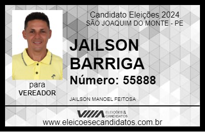 Candidato JAILSON BARRIGA 2024 - SÃO JOAQUIM DO MONTE - Eleições